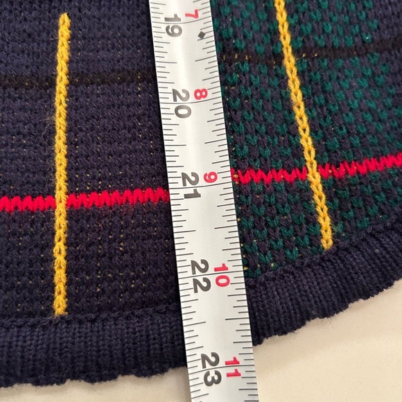 Vintage plaid cardigan sweater M Gold Button Knit navy academia old‎ money - Picture 8 of 11